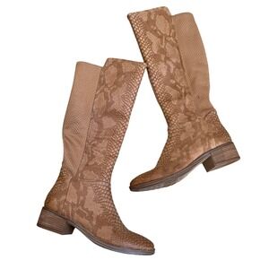 Baretraps Mallory Alligator Knee High Boots 6‎ Brown Boho Western Comfort Shoes
